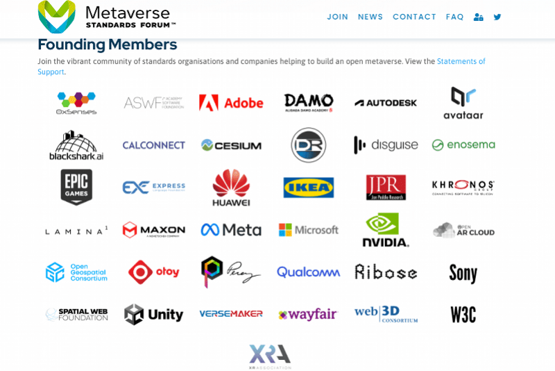 36家国内外巨头组建了一个名为“元宇宙标准论坛”的组织，旨在促进行业标准的发展，使各家公司的新兴数字世界相互兼容。参与者包括Meta、微软、英伟达、高通等美国厂商，也有华为、阿里巴巴达摩院在内的中国创始成员，不过苹果和谷歌公司都不在列。